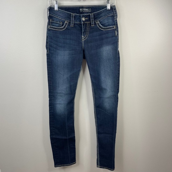 Silver Jeans Co Suki Skinny Dark Wash Mid Rise Denim Jeans W27 L31 L9113SSR409 - Picture 2 of 16